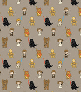 Star Wars Kawaii Characters Print, 100% Cotton Fabric, Taupe
